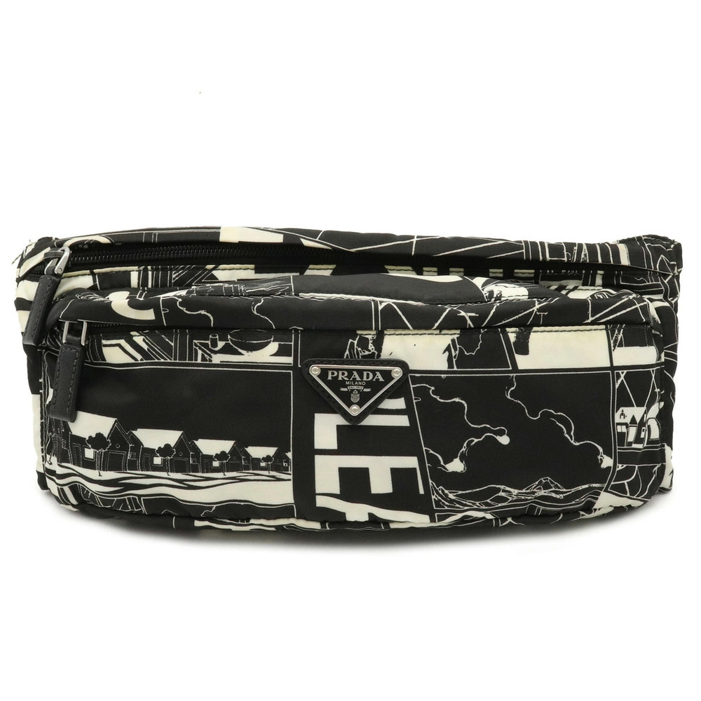 Prada Tessuto Comic Waist Bag Hip Body All over NERO Black